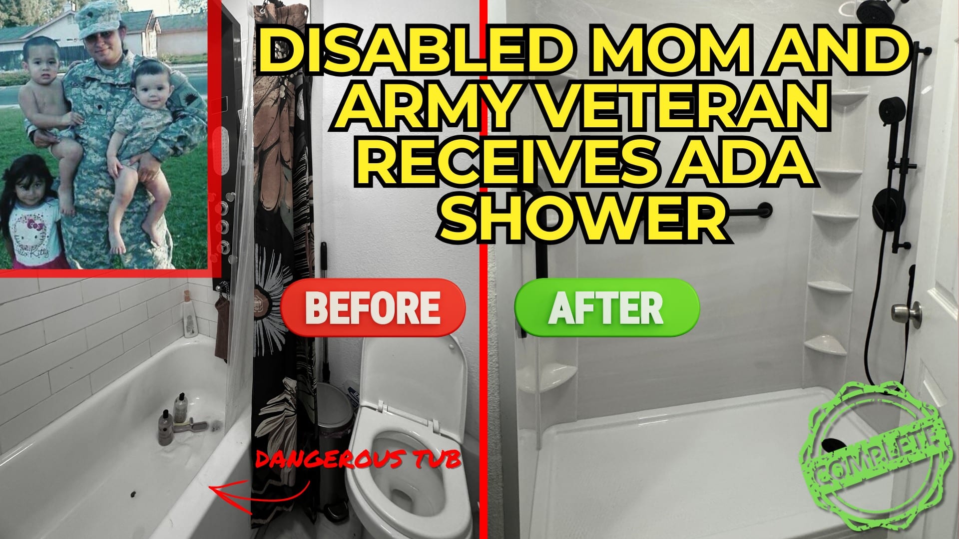 ADA Bathroom for Andrea Frias, Mother and Veteran in California