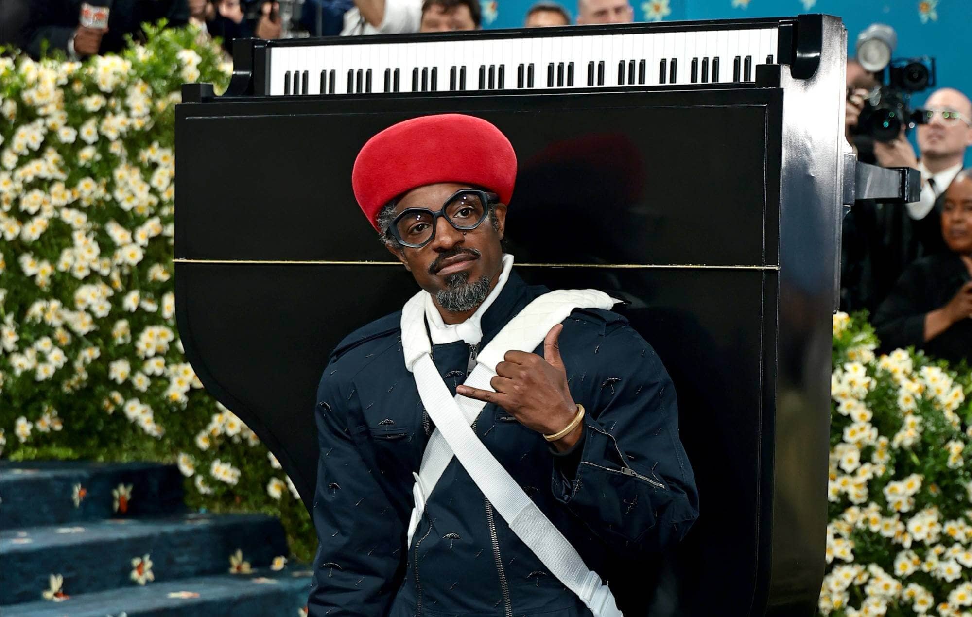 André 3000 at the Met Gala with the piano