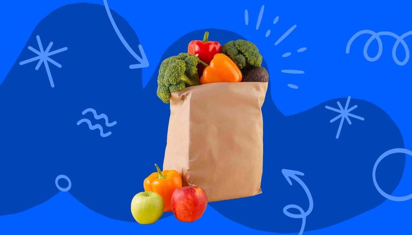 grocery shopping for diabetes bag full of vegetables