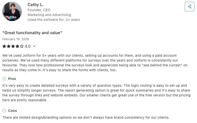 Cathy L. says they can build detailed surveys