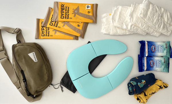 Diaper changing items and potty for international flight with toddler