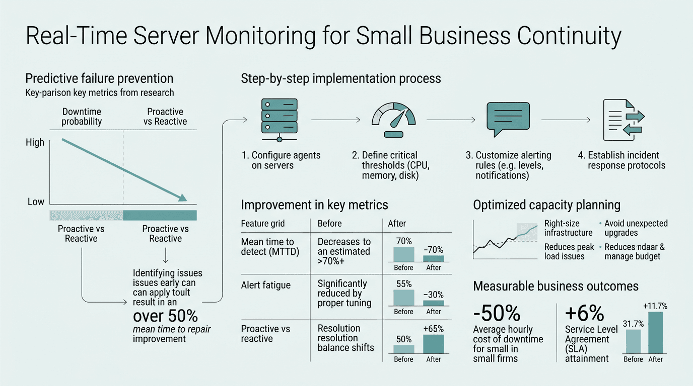 Real-Time Server Monitoring for Small Business Continuity infographic