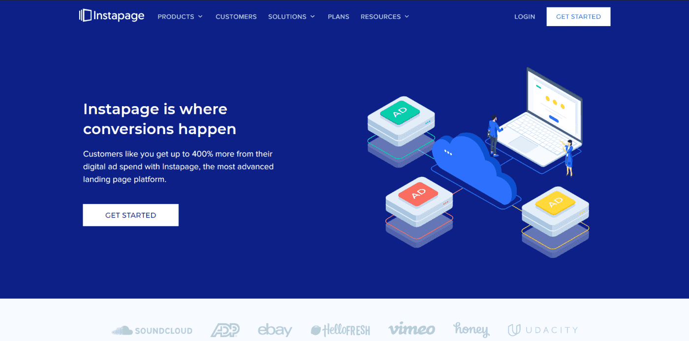 Instapage home page