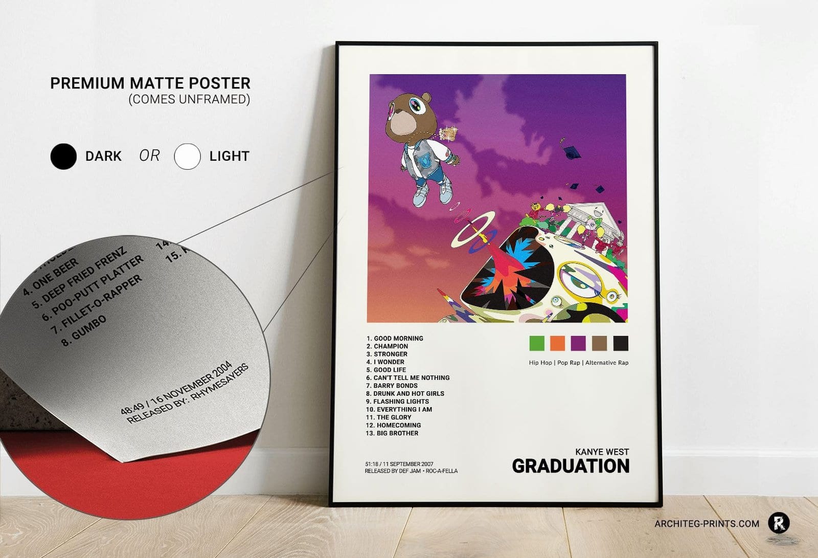 Album poster layout illustration showing how music artwork can be grouped on a wall