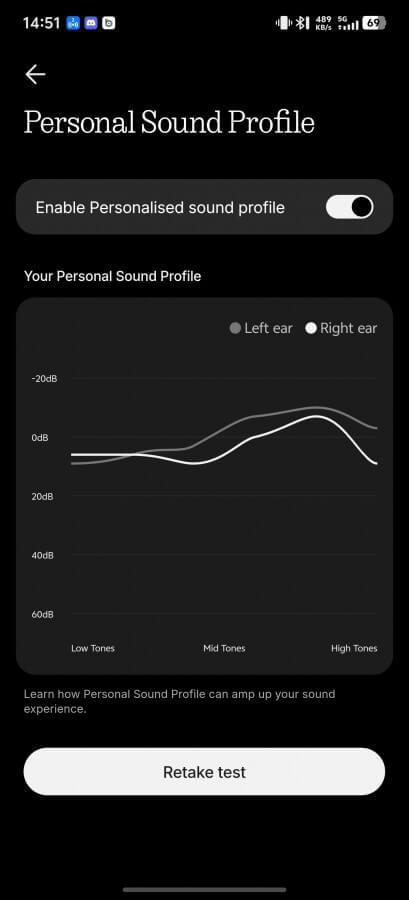 Sound tuning options on CMF Headphone Pro.