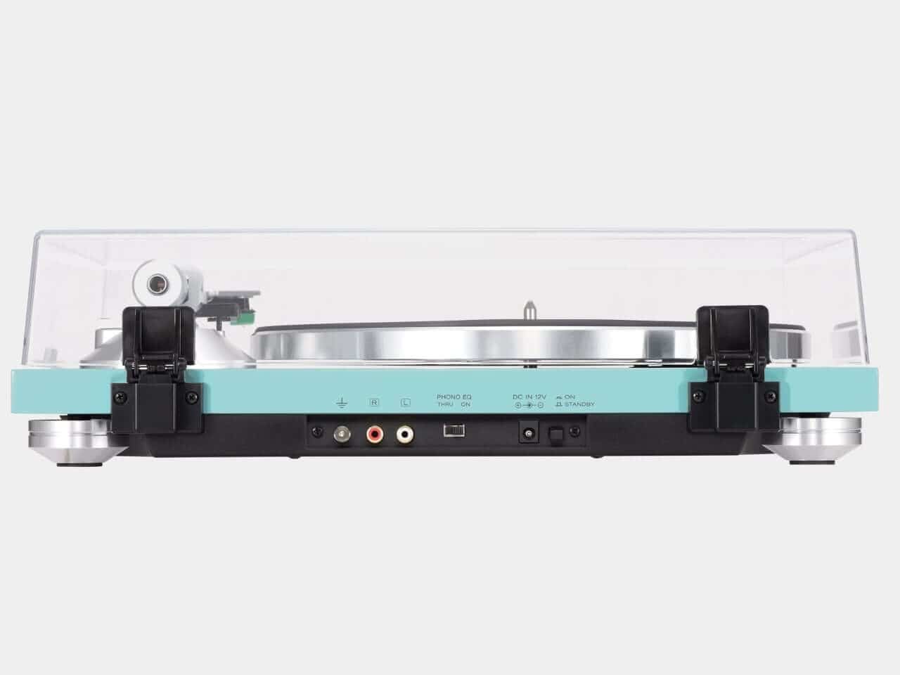 Turntable with clear dust cover on