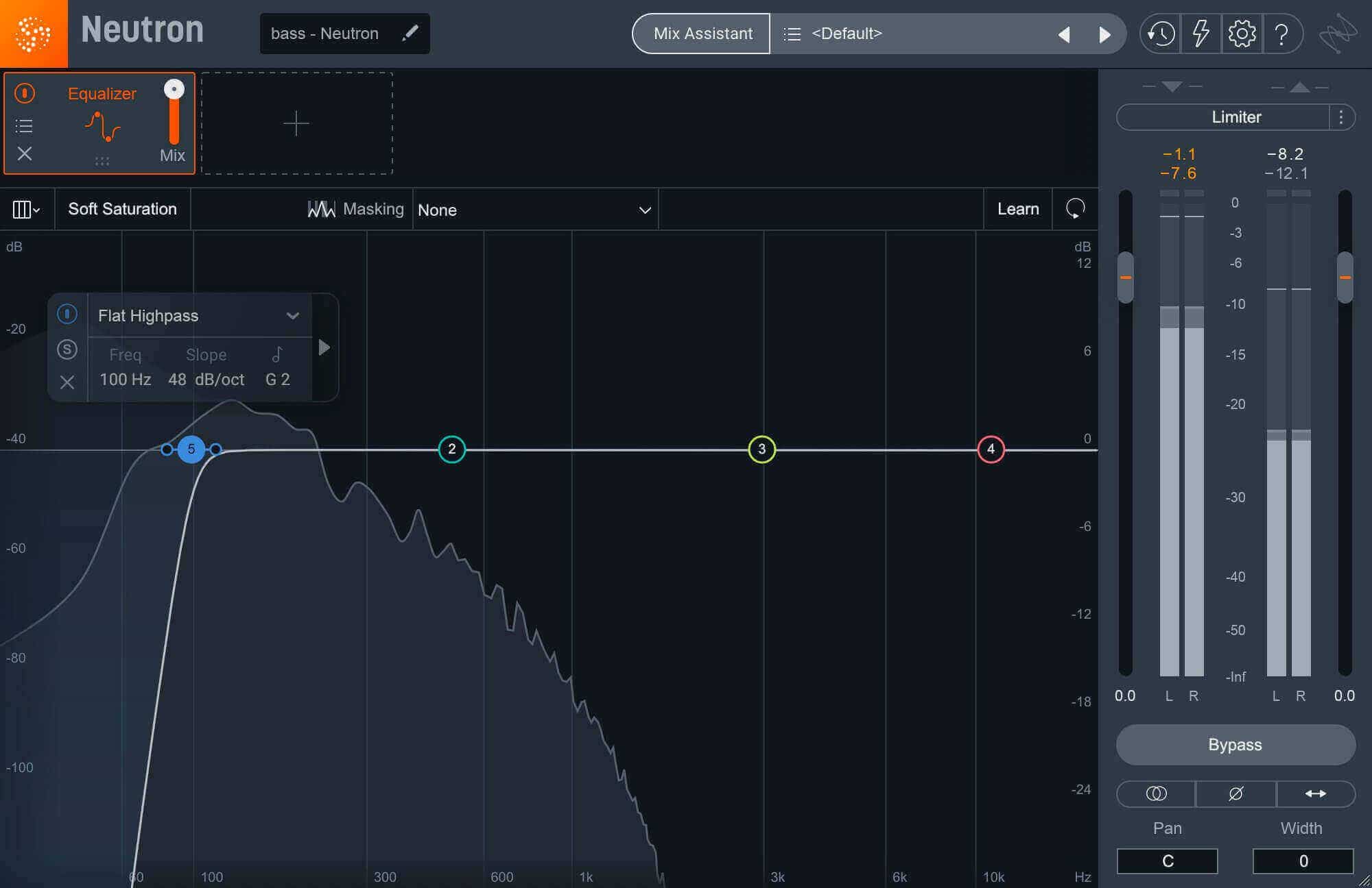 High-pass filter on bass in Neutron