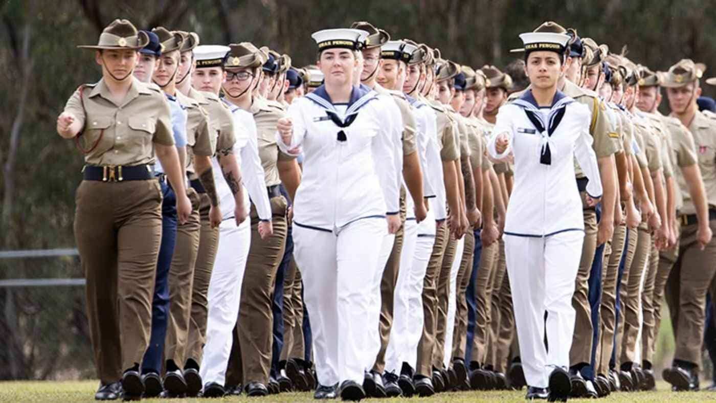 Australian Defence Force trainees marching