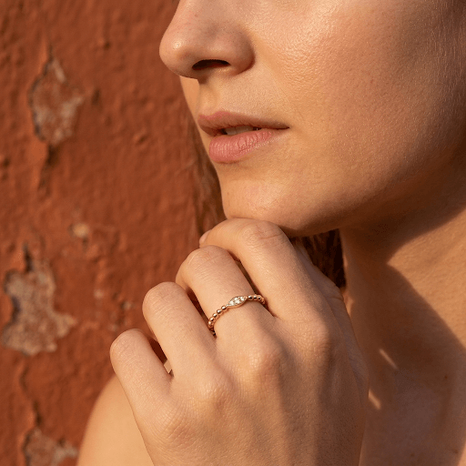 CZ Marquise Shape Beaded Stacking Band