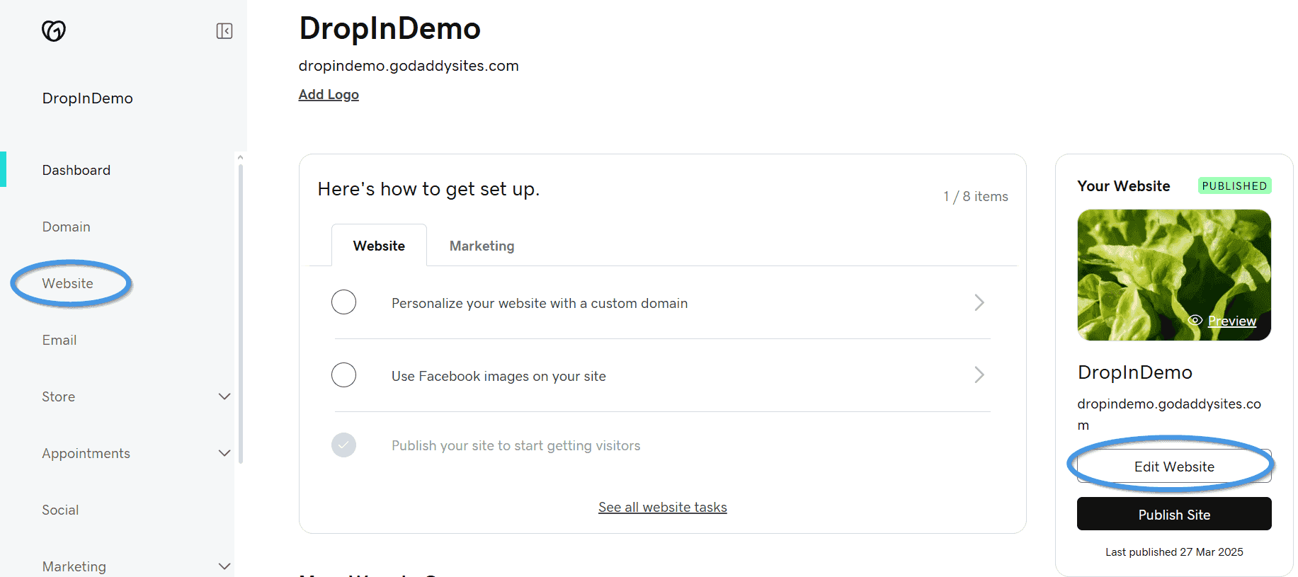 GoDaddy blog install step