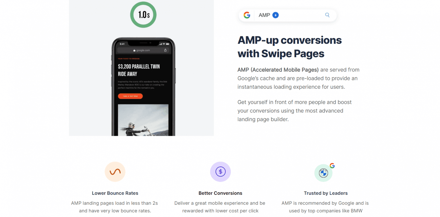 Swipe Pages vs Unbounce: AMP