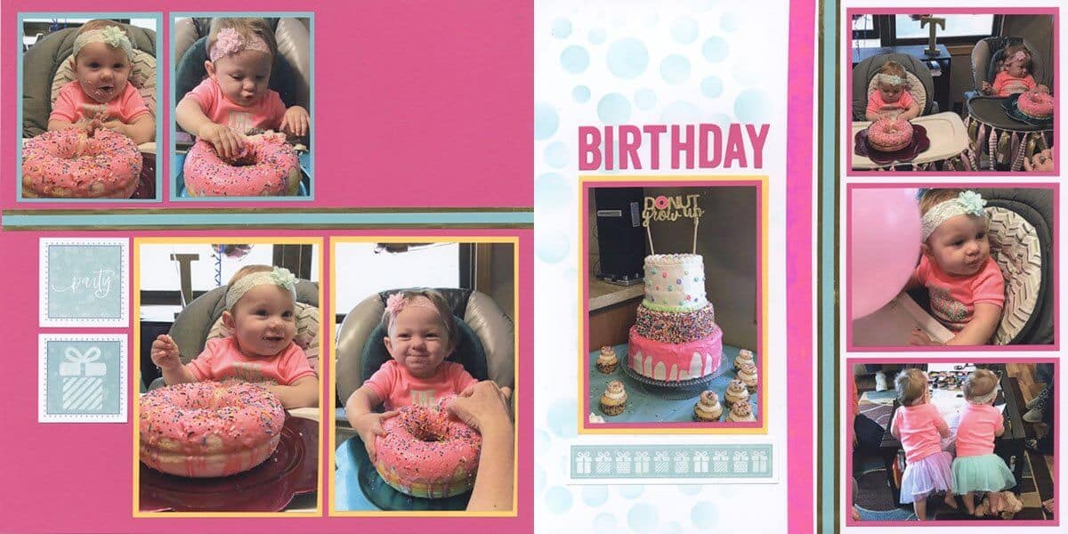 Make birthday pages from the Confetti Card kit!