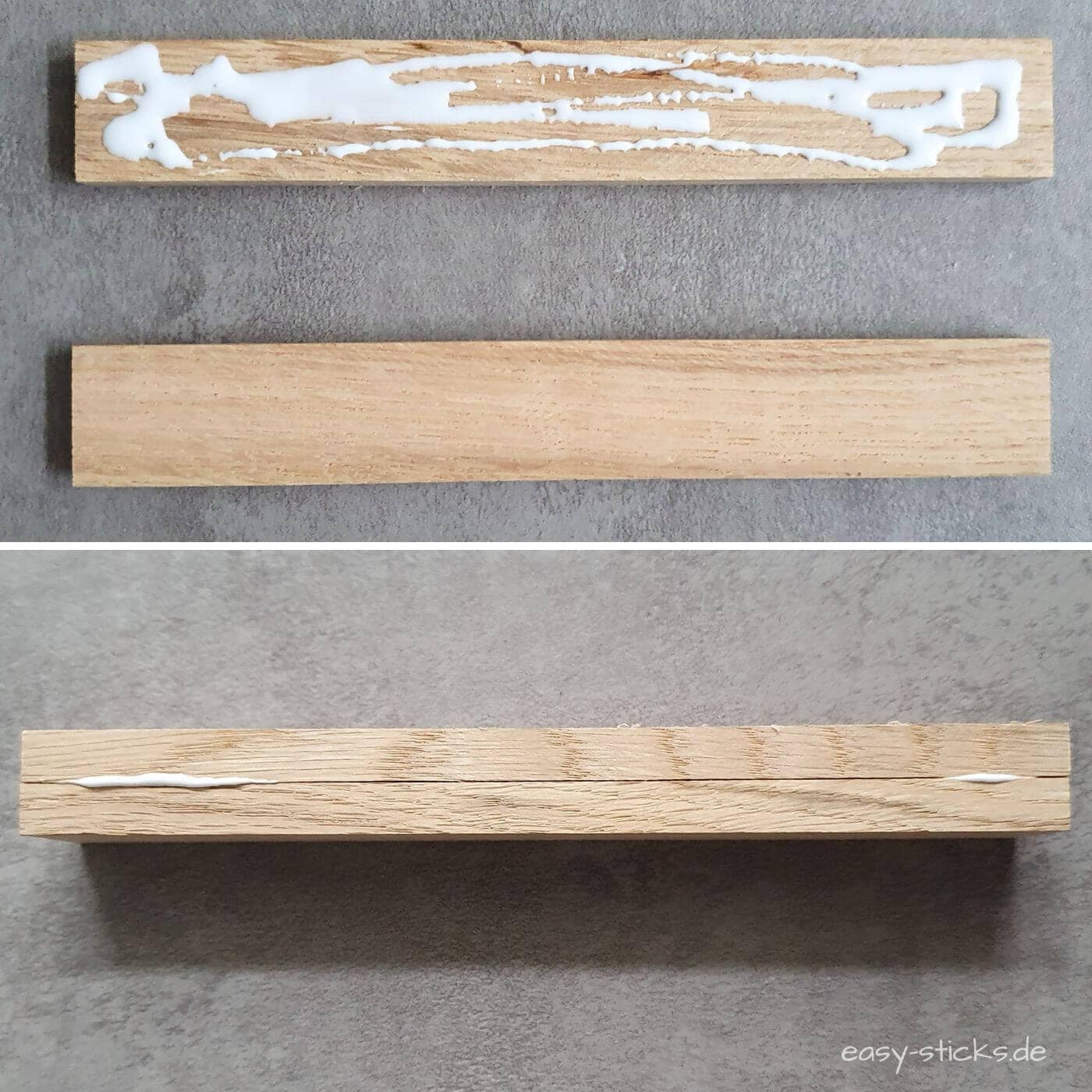 Easy-Sticks zu dicken Klötzchen kleben