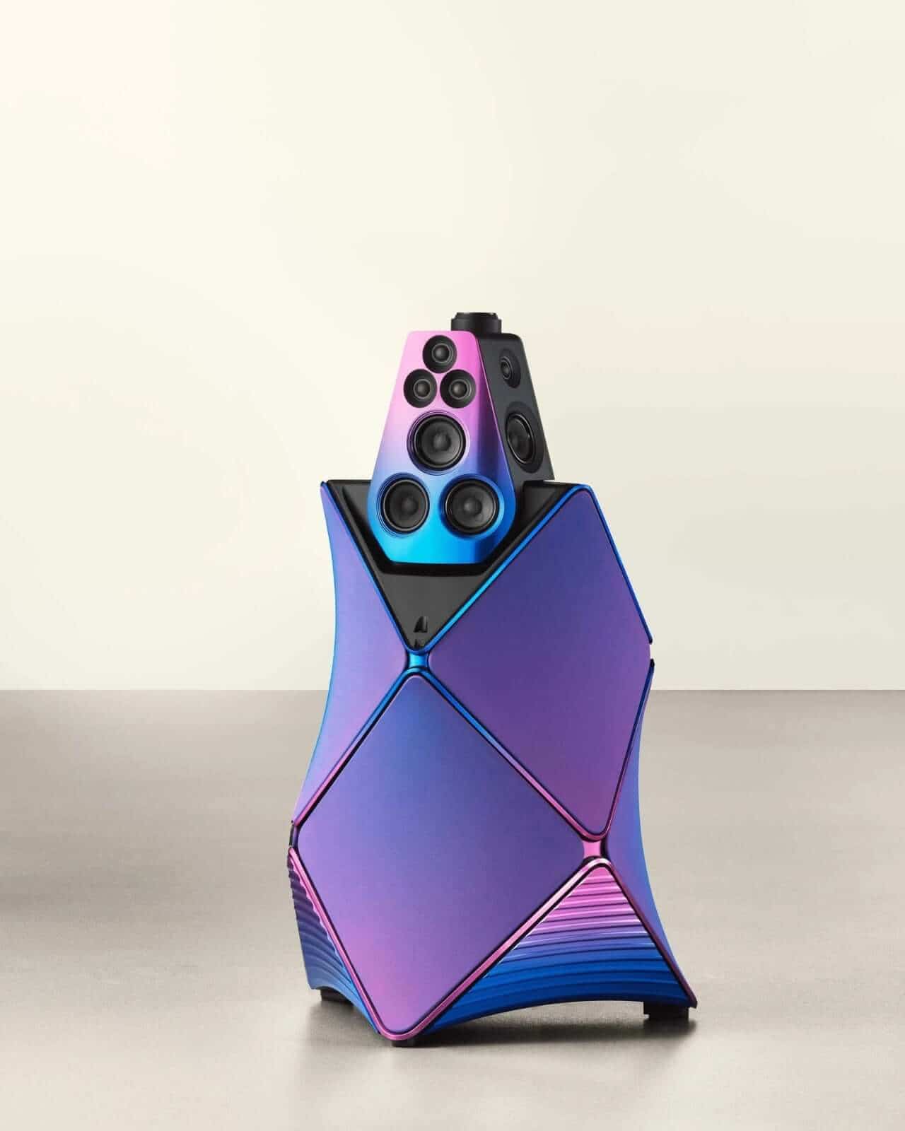Beolab 90 Mirage Edition showcasing its color-shifting anodized aluminum