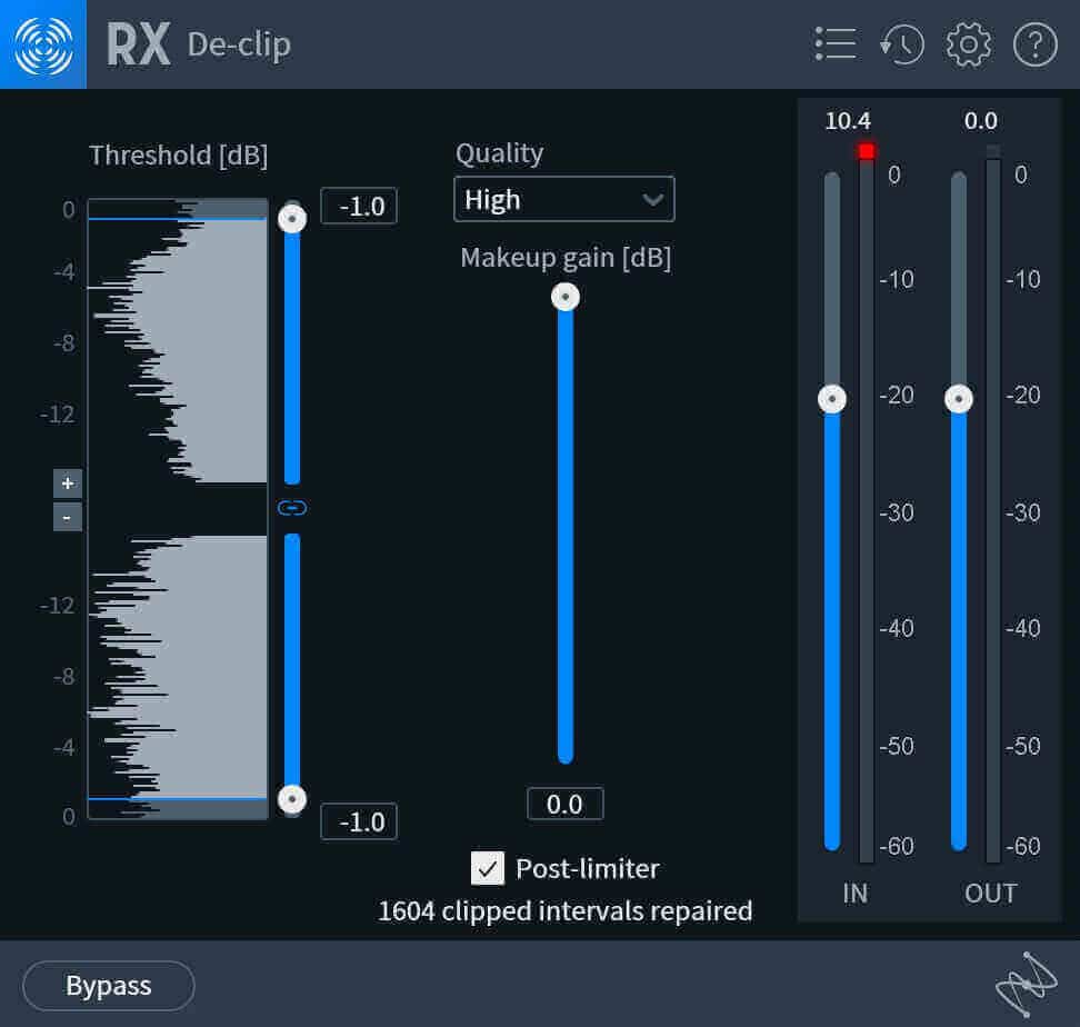 iZotope RX Pro’s De-clip plug-in