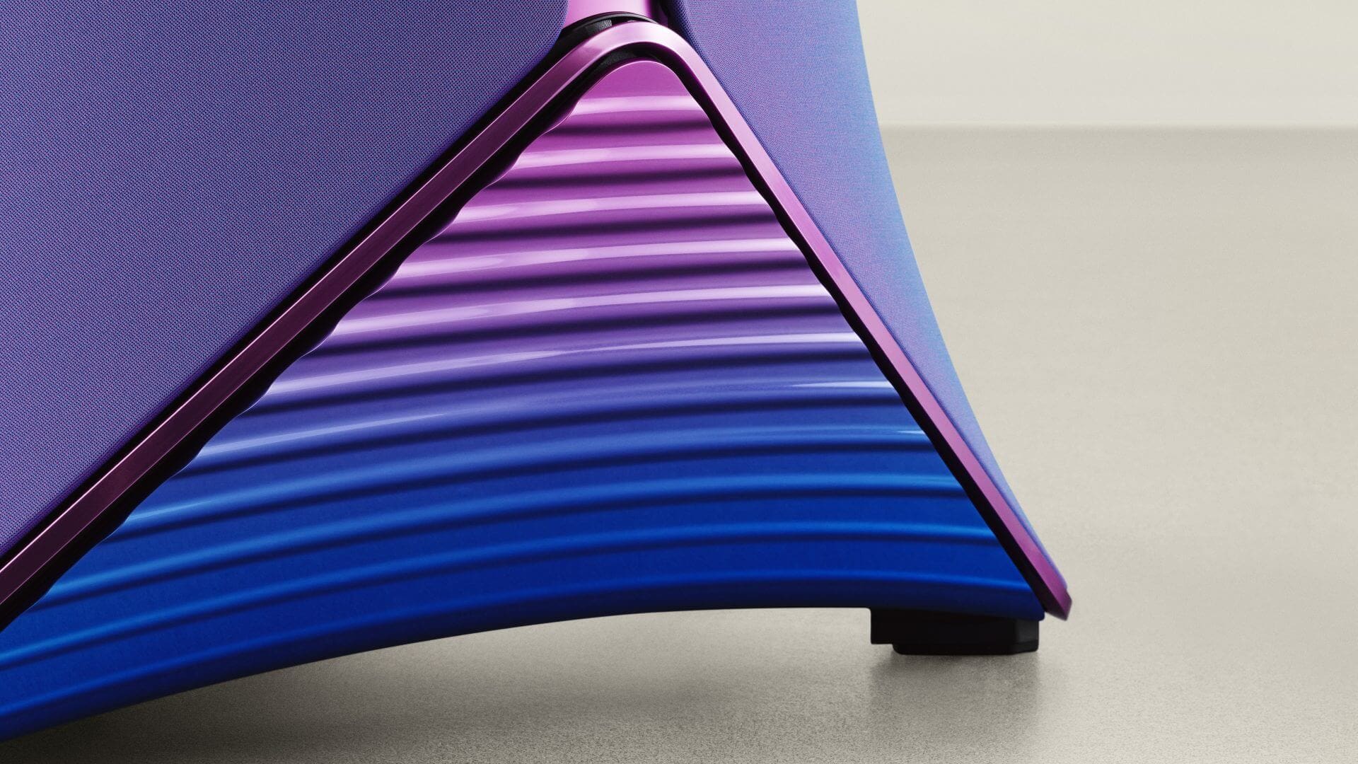 Beolab 90 Mirage Edition in vibrant gradient hues with fabric panels