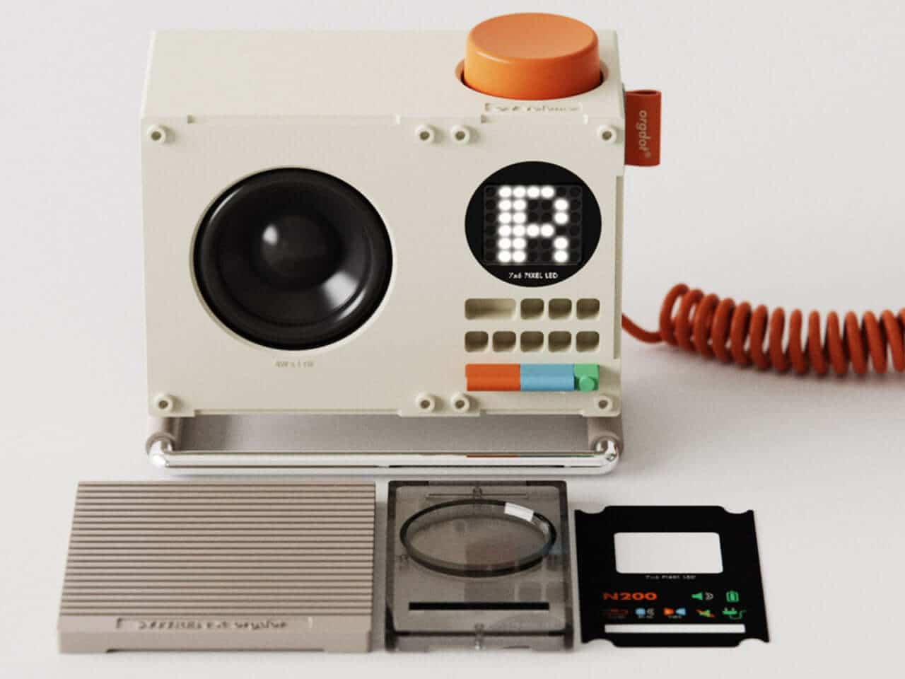 Close-up of the Orgdot N200 Bluetooth desktop speaker front panel