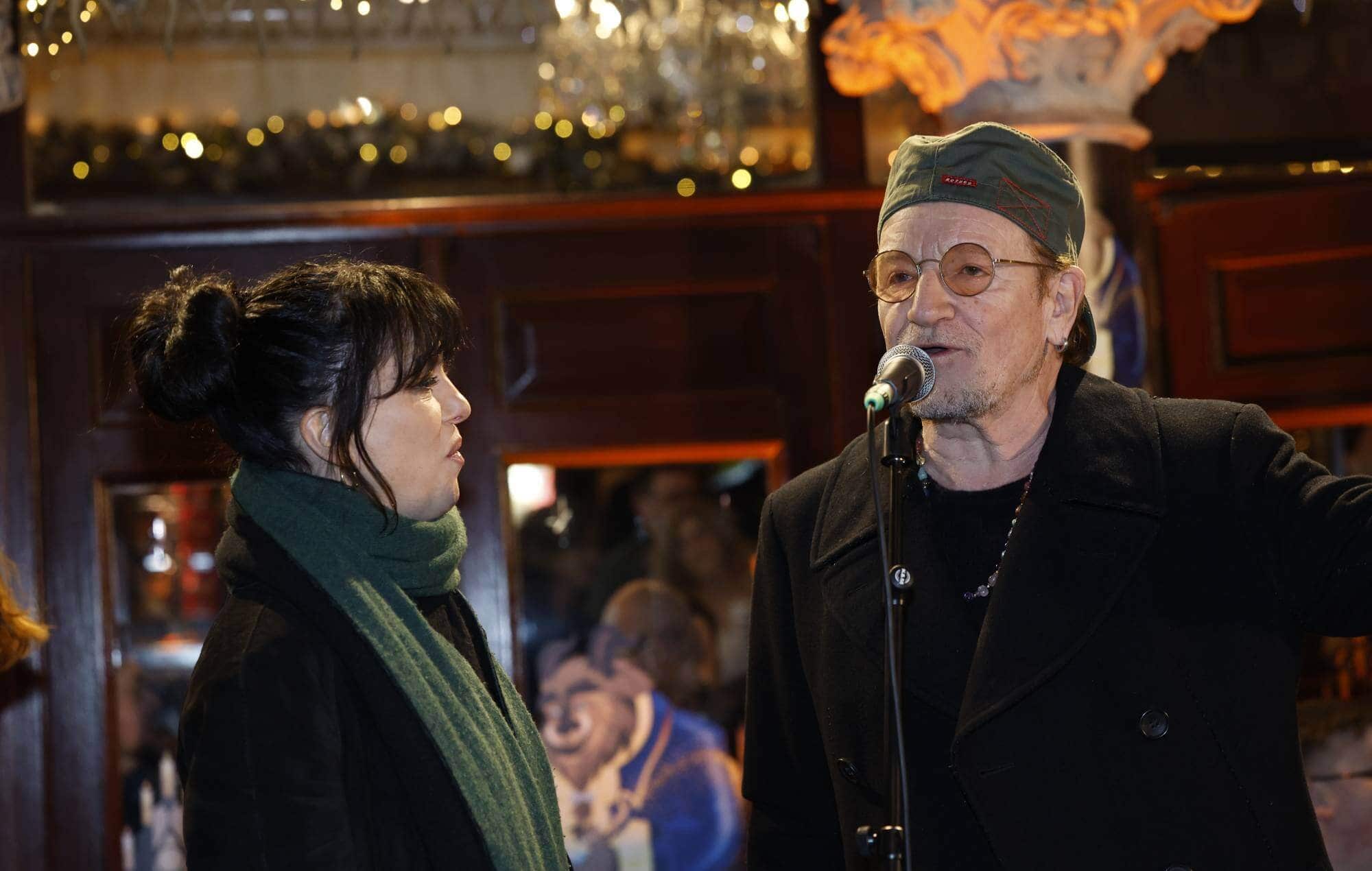 Bono and Imelda May performing at the Dublin Christmas gig