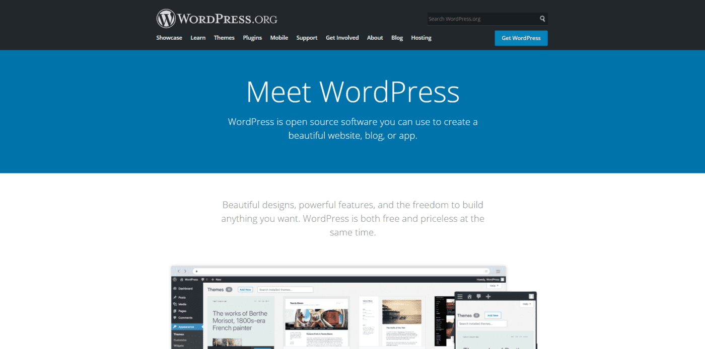 Yola vs WordPress: WordPress home page