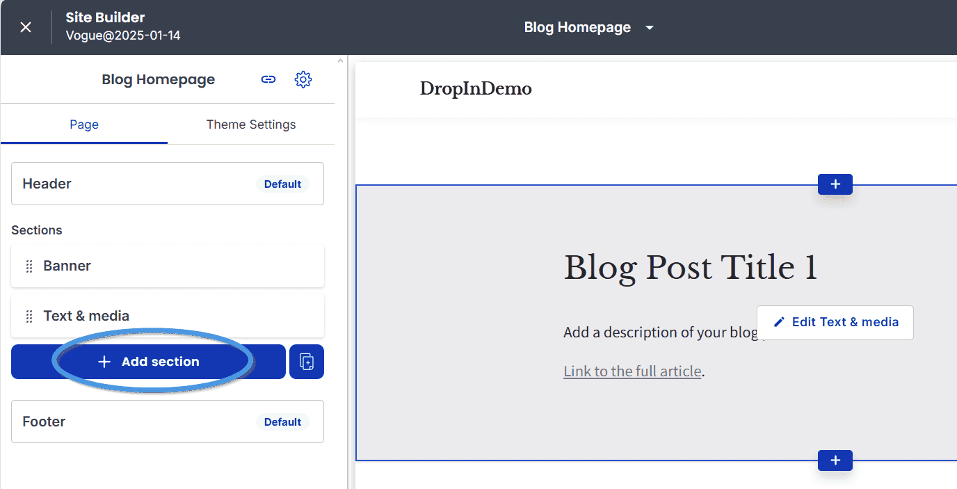 Add a Text and Media section in Thinkific's editor