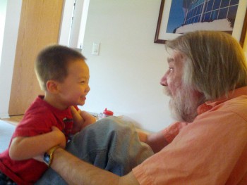 Larry with ONE of the twins!!!