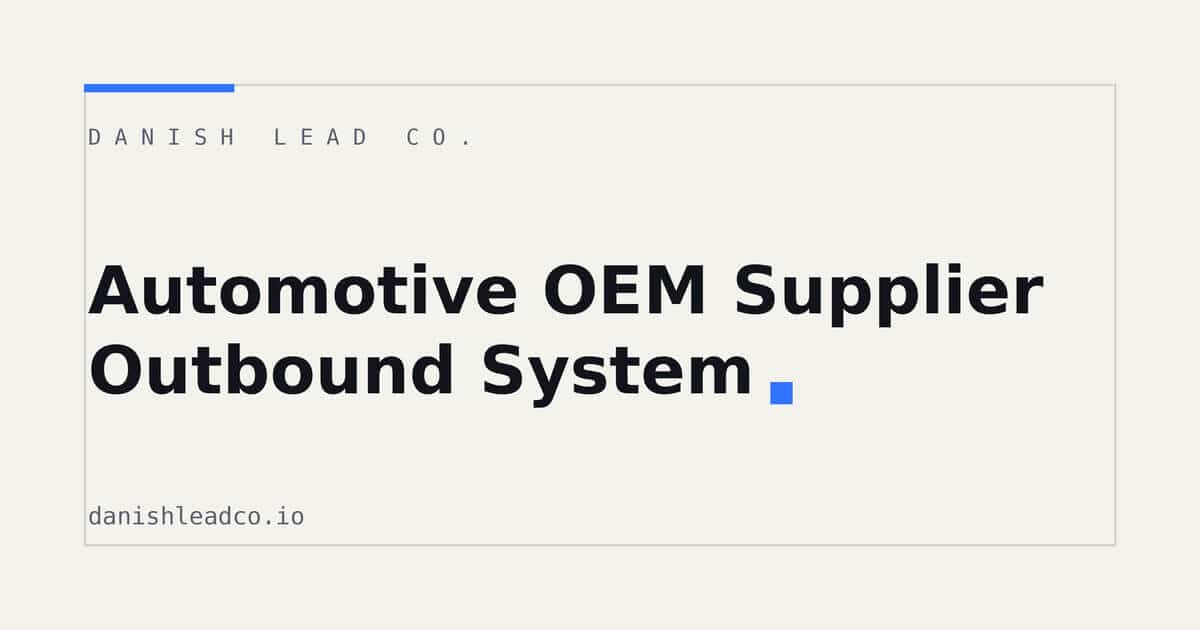 Automotive OEM Supplier Outbound System