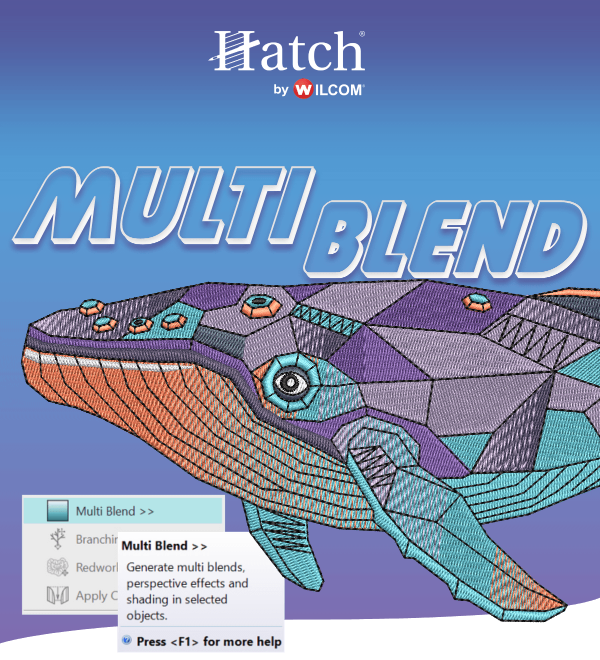 Multi Blend in hatch Embroidery