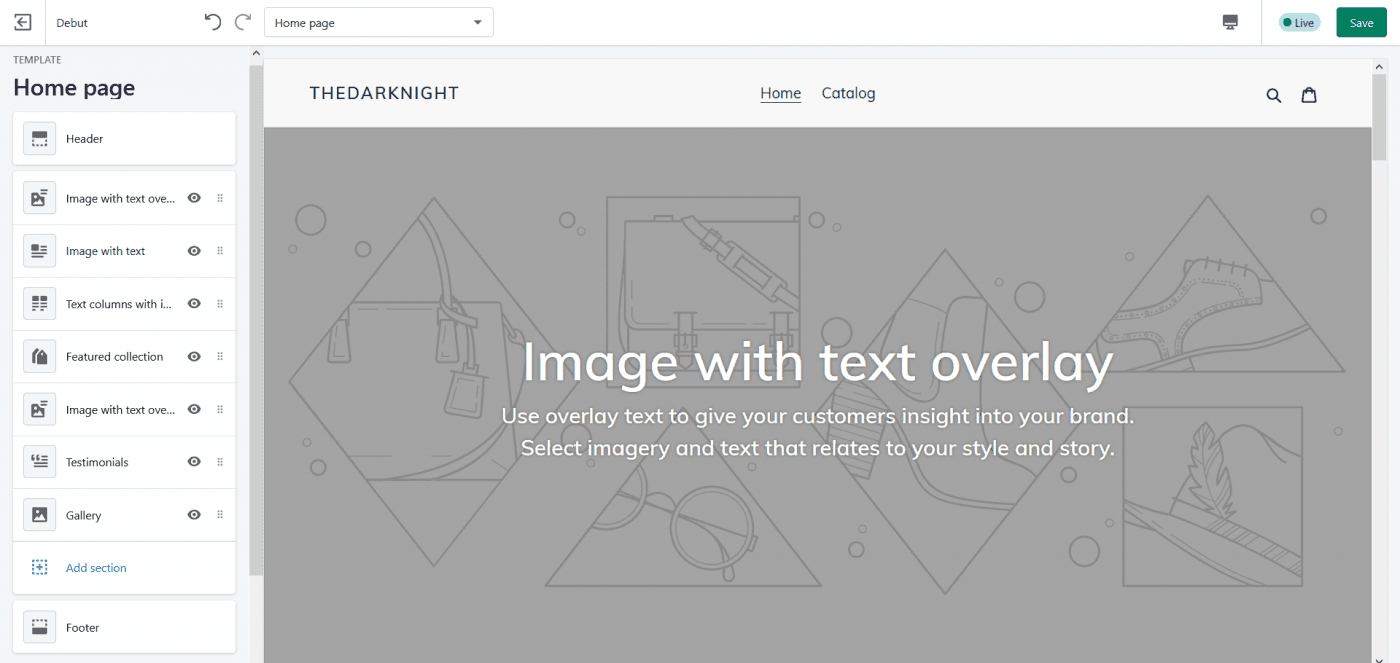 Shopify Review: Editor home page