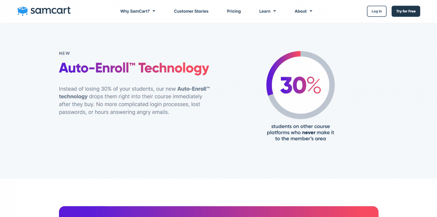 SamCart vs ClickFunnels: SamCart Auto-Enroll