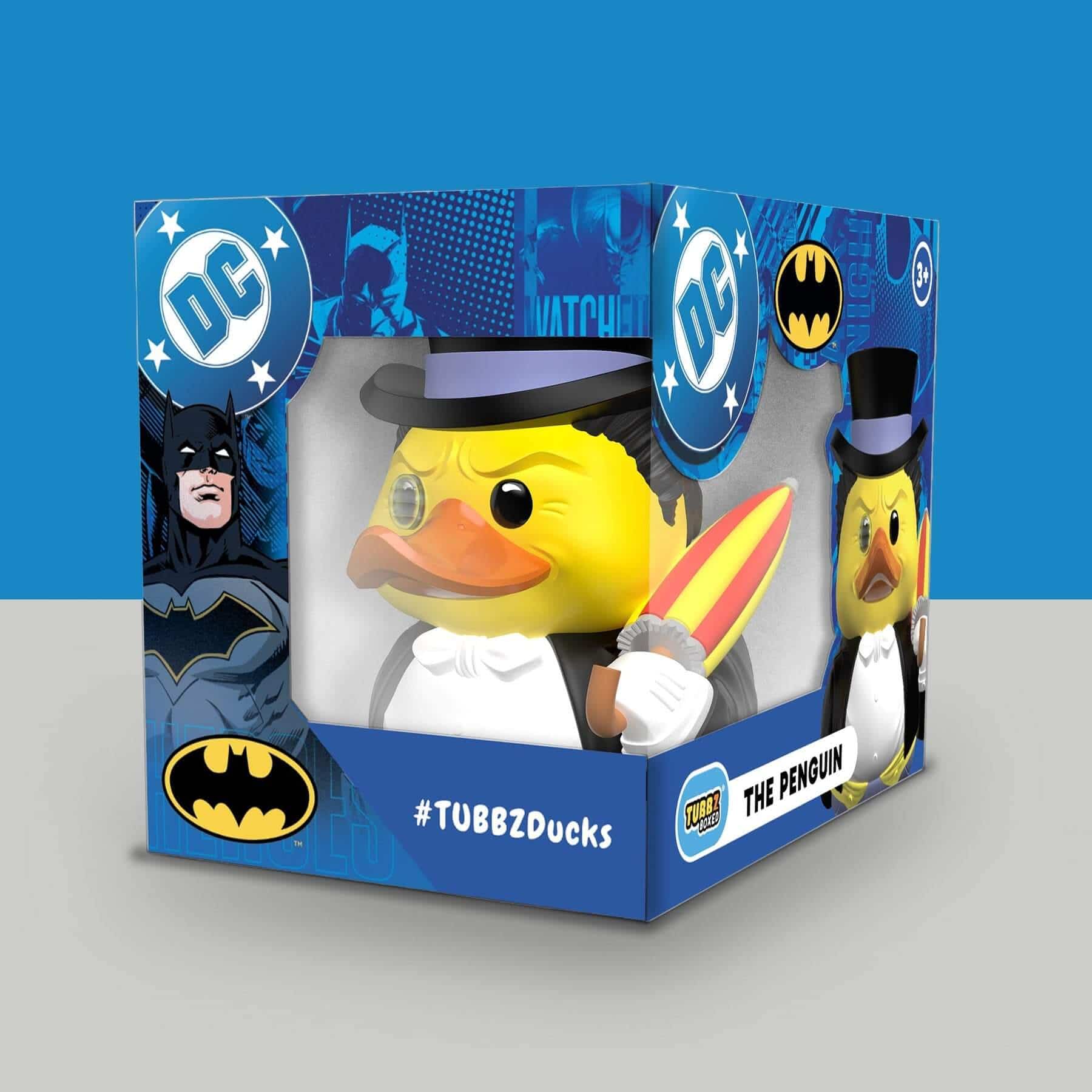 DC Comics The Penguin boxed collectible duck inspired by the Gotham City villain available from TUBBZ UK
