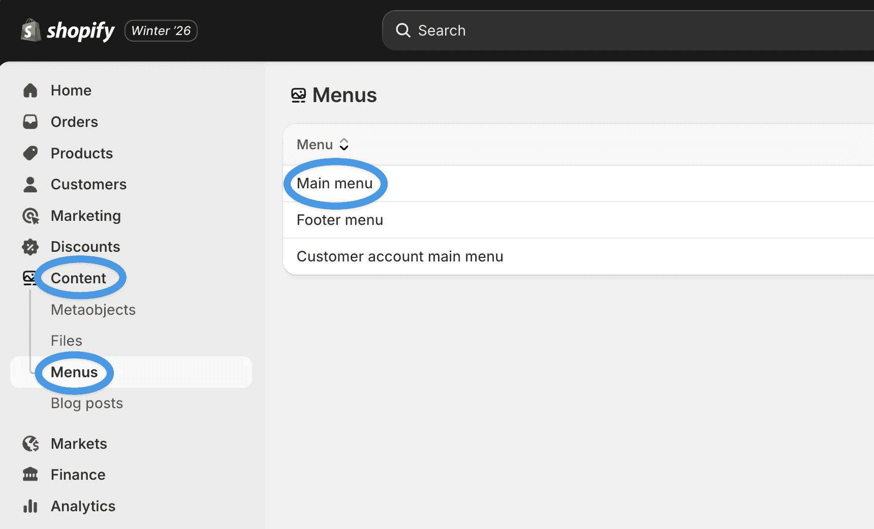 Add a blog link to your Shopify store's menu