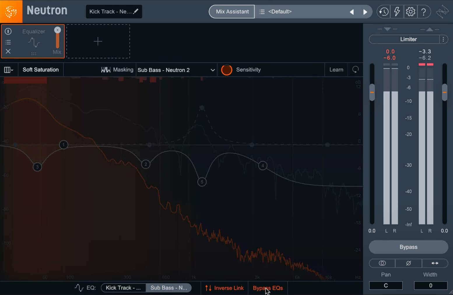 Use the bypass feature to see what effect your EQ masking work has had on your mix