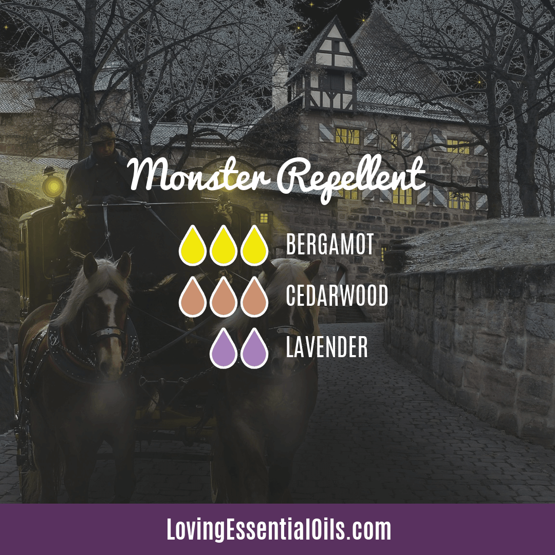 Monster Repellent Halloween diffuser blend with bergamot, cedarwood and lavender by Loving Essential Oils