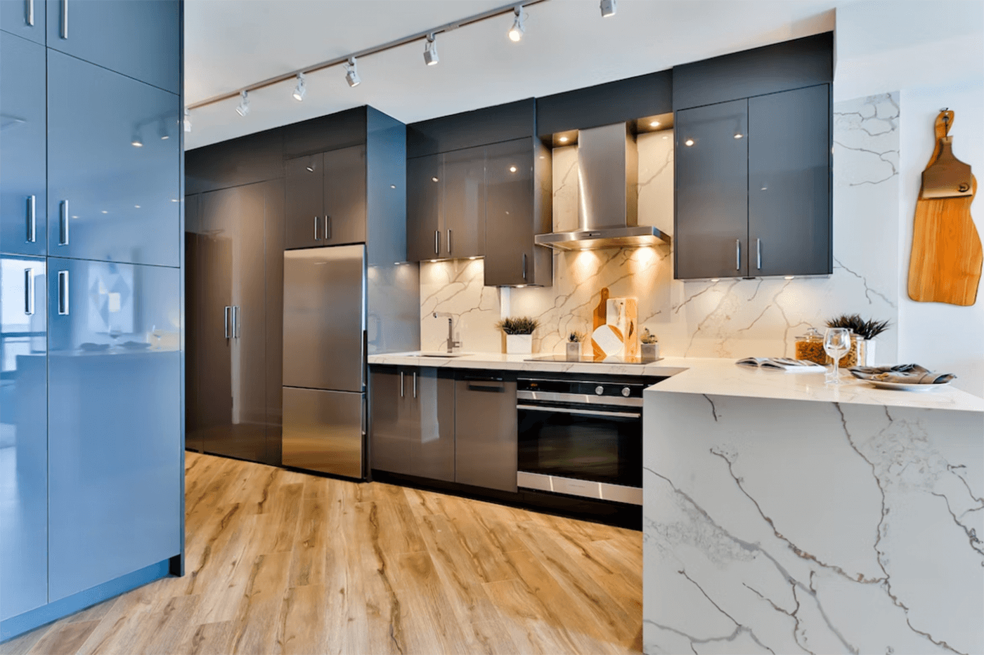 Exquisite Waterfall Island Kitchen: A Masterpiece