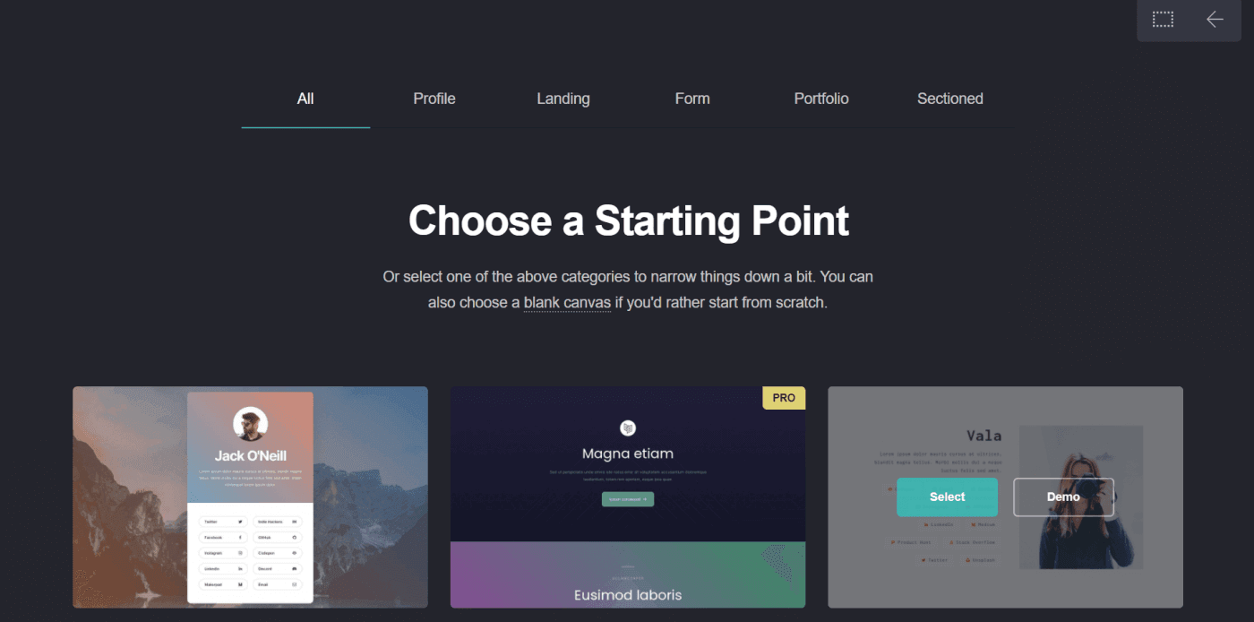 Carrd themes