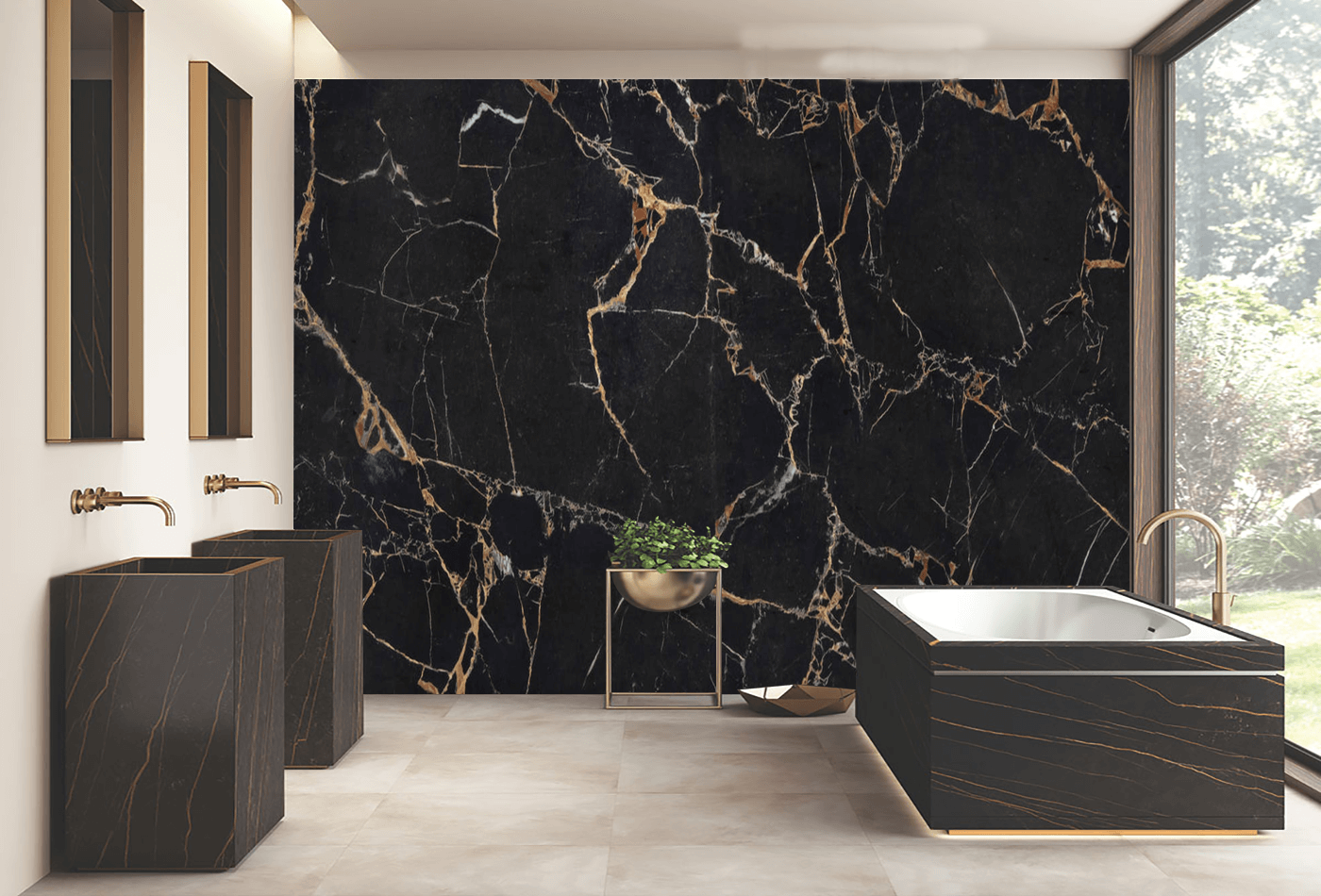 Sleeky Portoro Brecciato Bookmatch Ceramic For Bathrooms