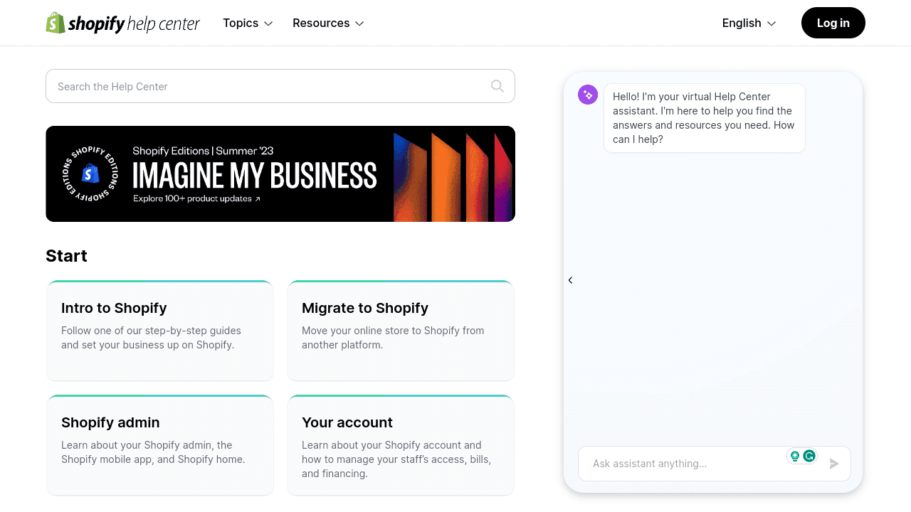 Shopify help center