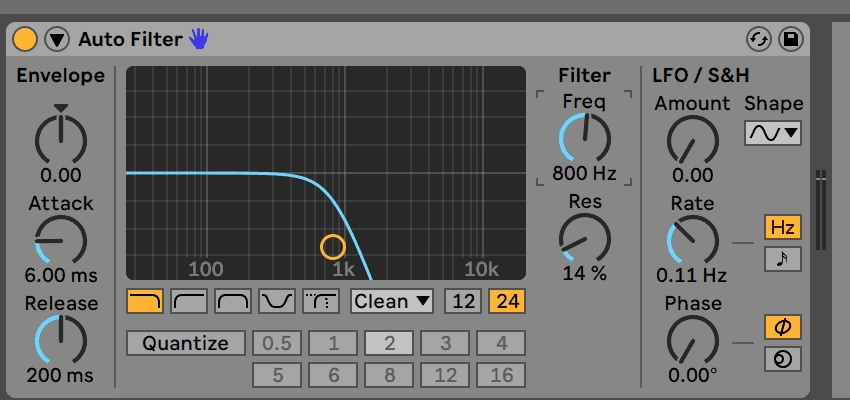 Ableton auto filter, low pass