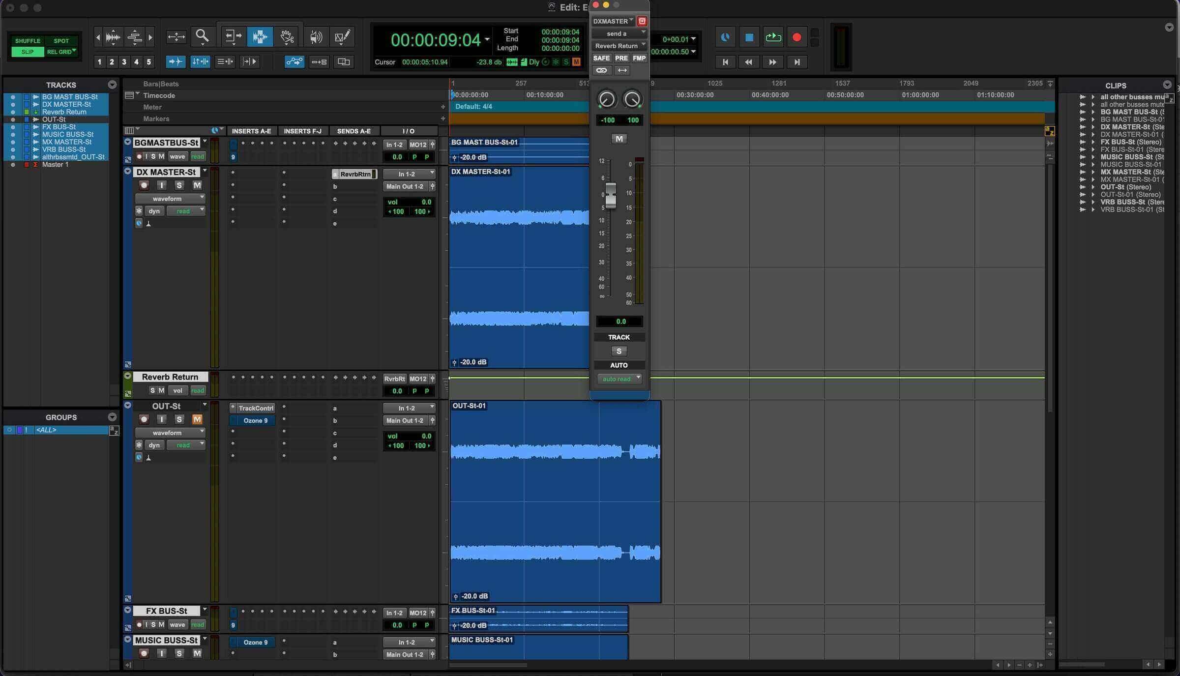 New track menu