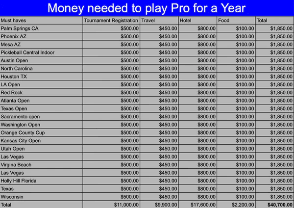 Pro pickleball economics — the touring tax that lower-tier pros pay for travel, entry fees, and coaching