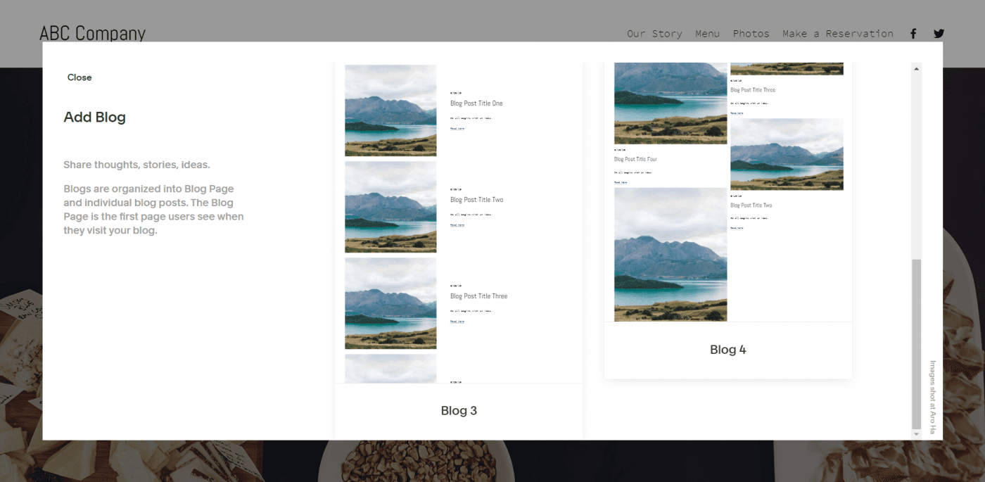 Squarespace blog page