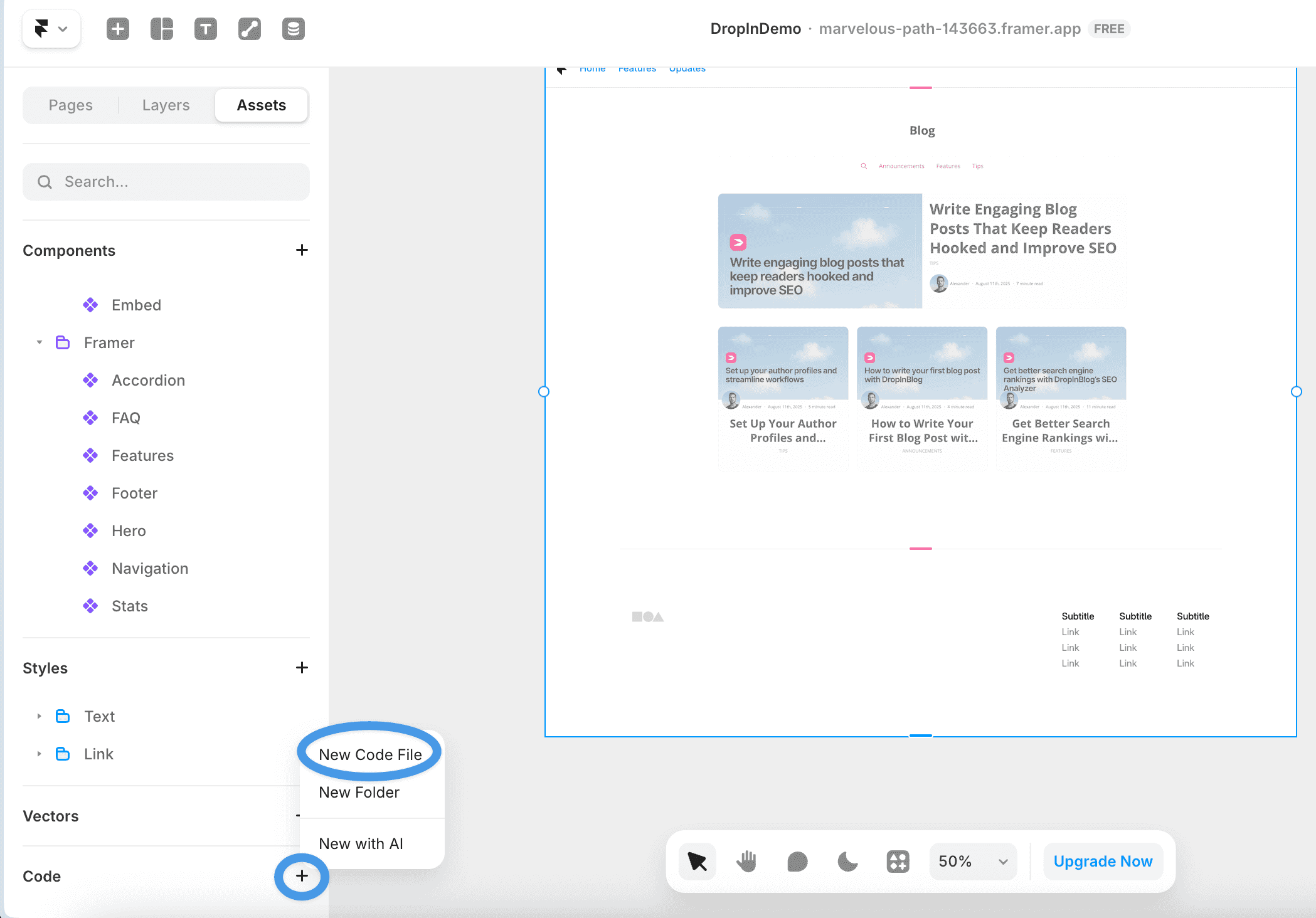 Framer blog install step