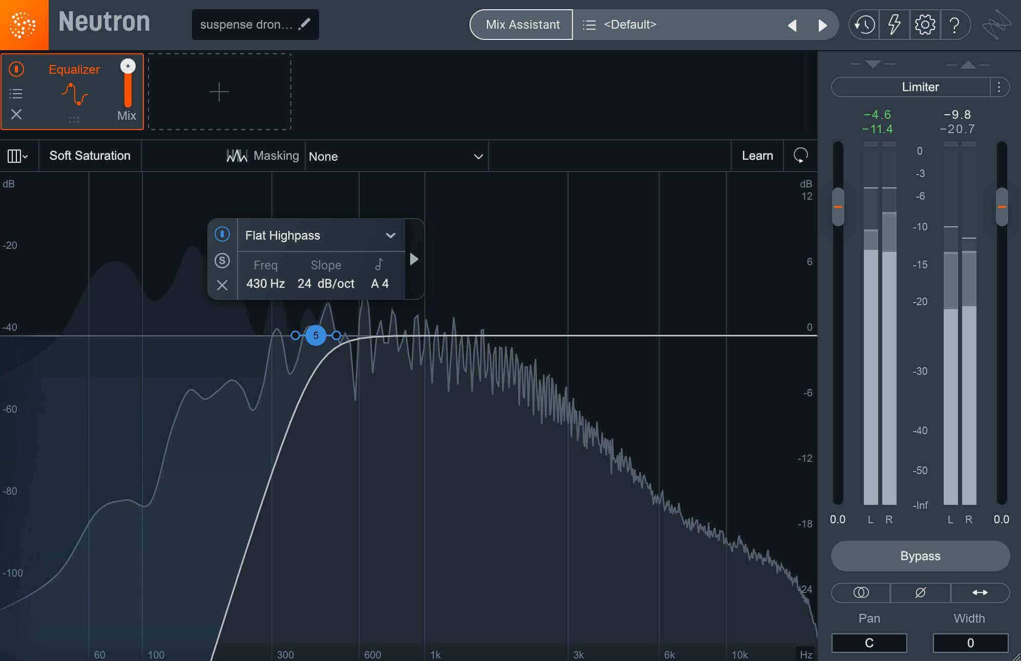 Use a high pass filter in Neutron to remove mud from pads