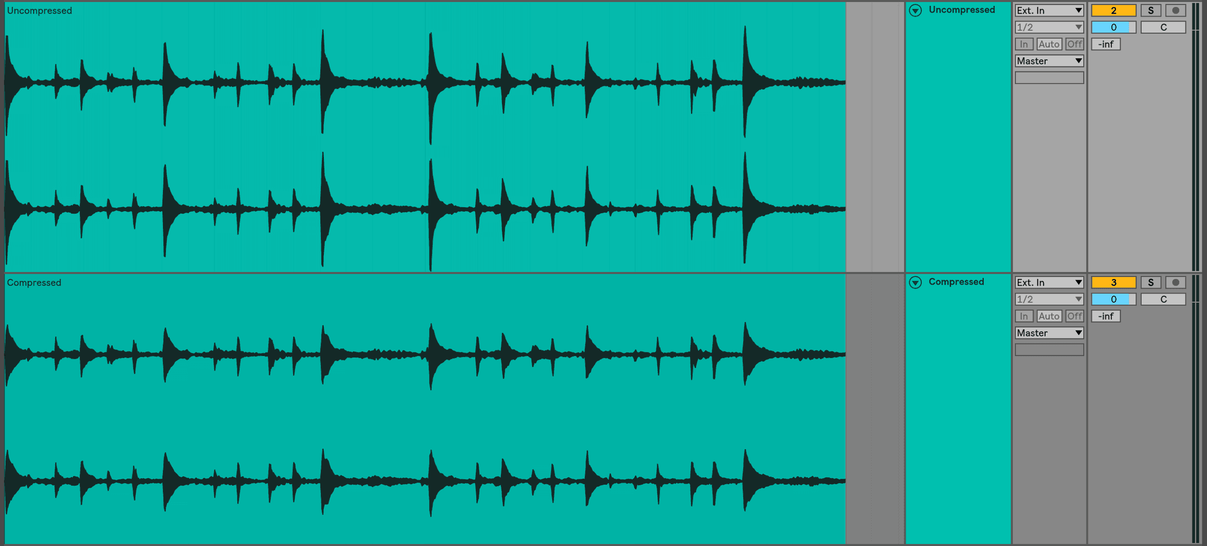 Uncompressed vs. compressed waveform