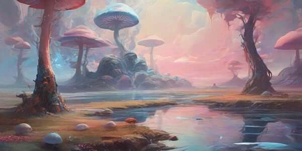 Blue Meanie Mushroom Landscape