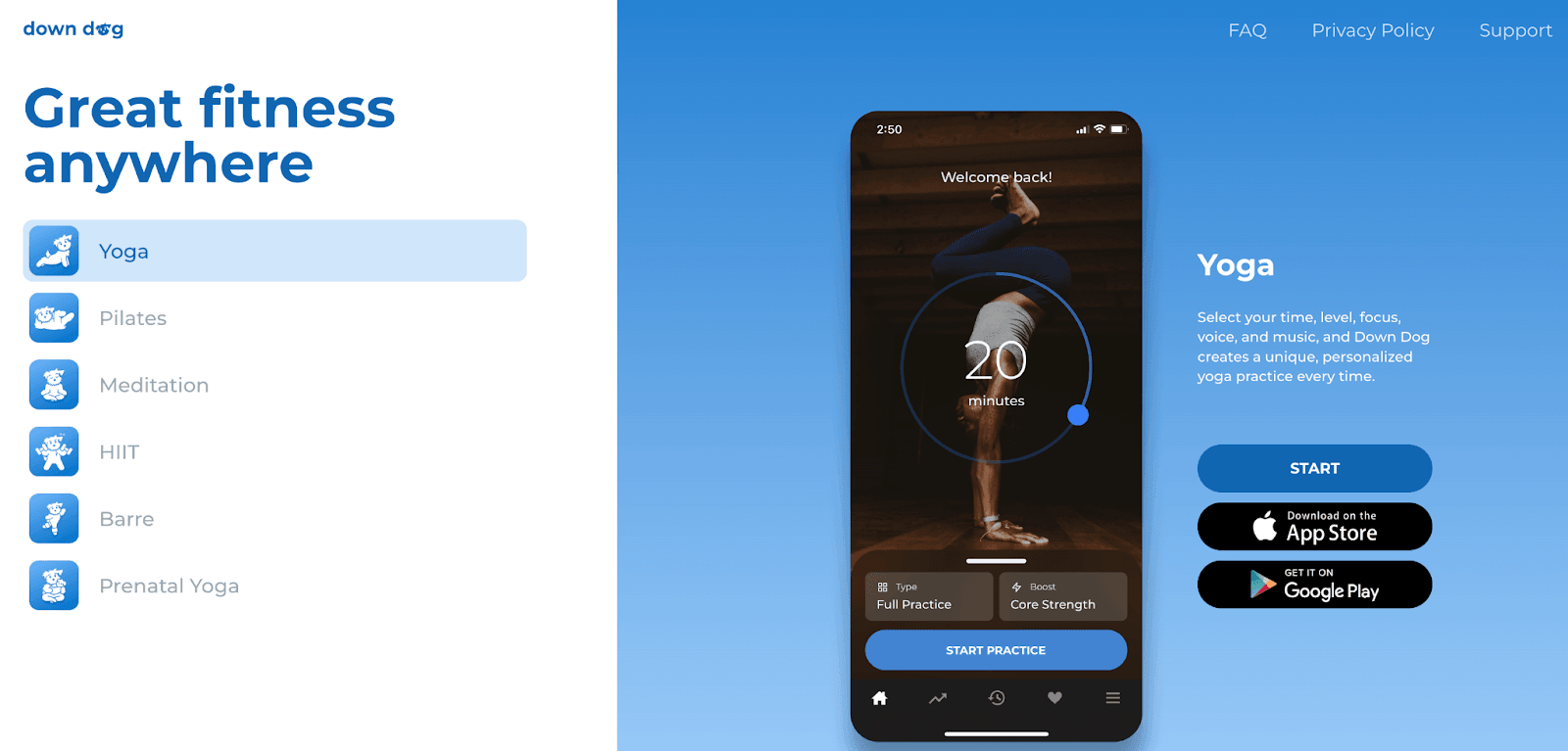 Down Dog yoga app