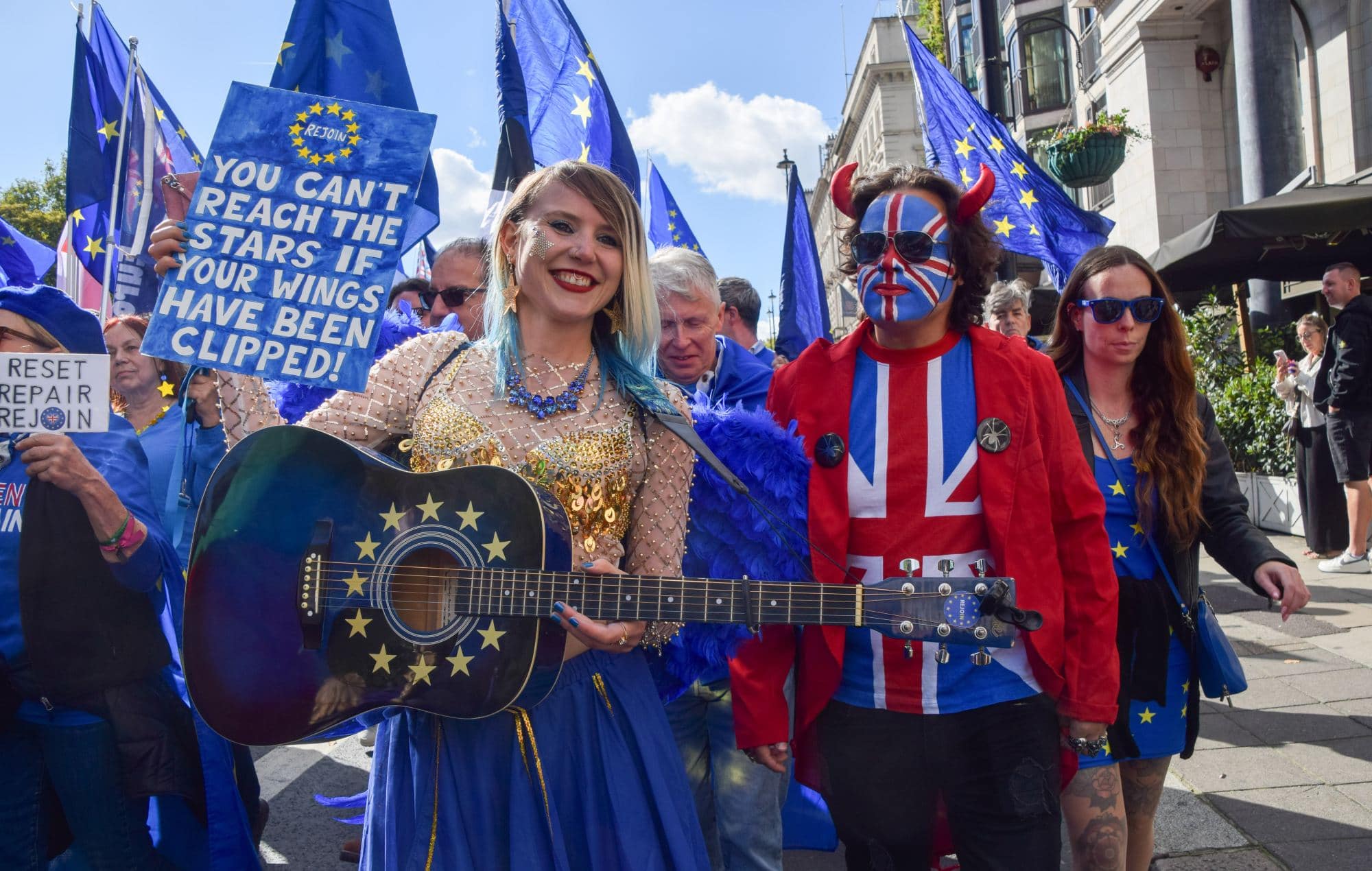 Musicians taking part in an anti-Brexit march