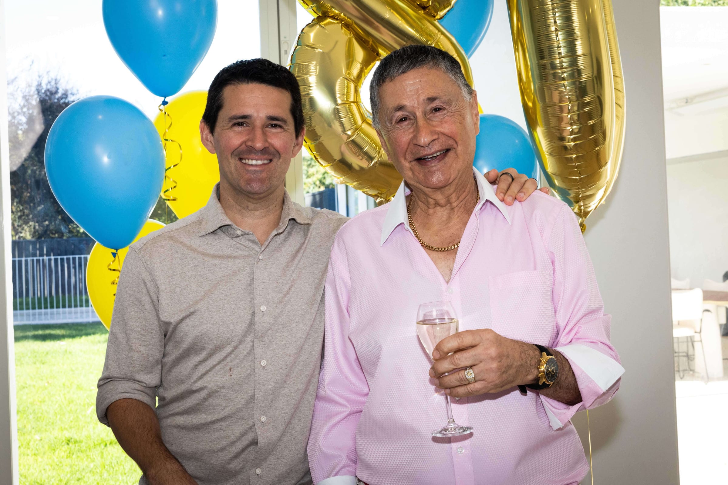 Toby and Albert Bensimon celebrate Shiels' 80th birthday