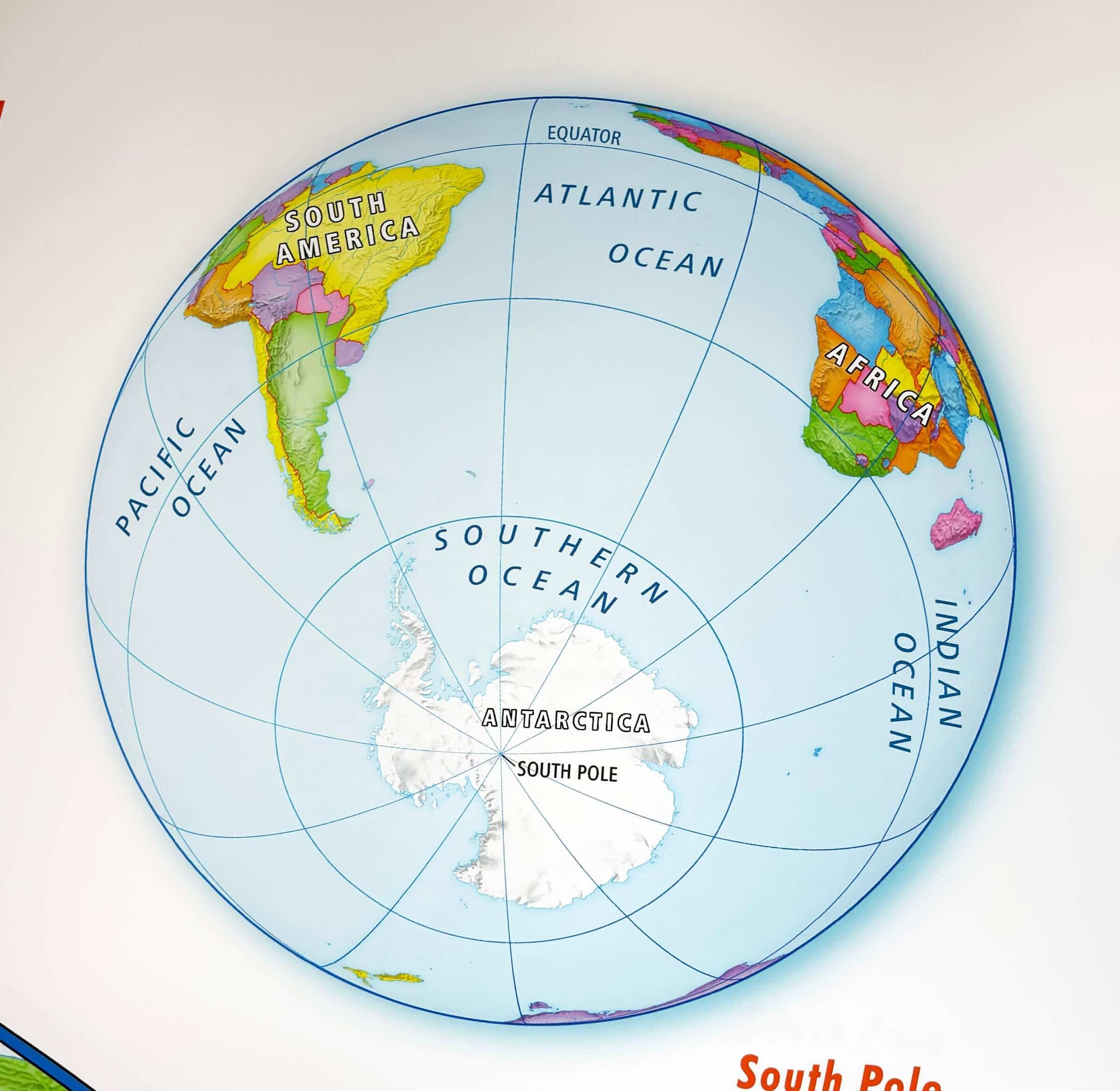 educational map inset of world globe