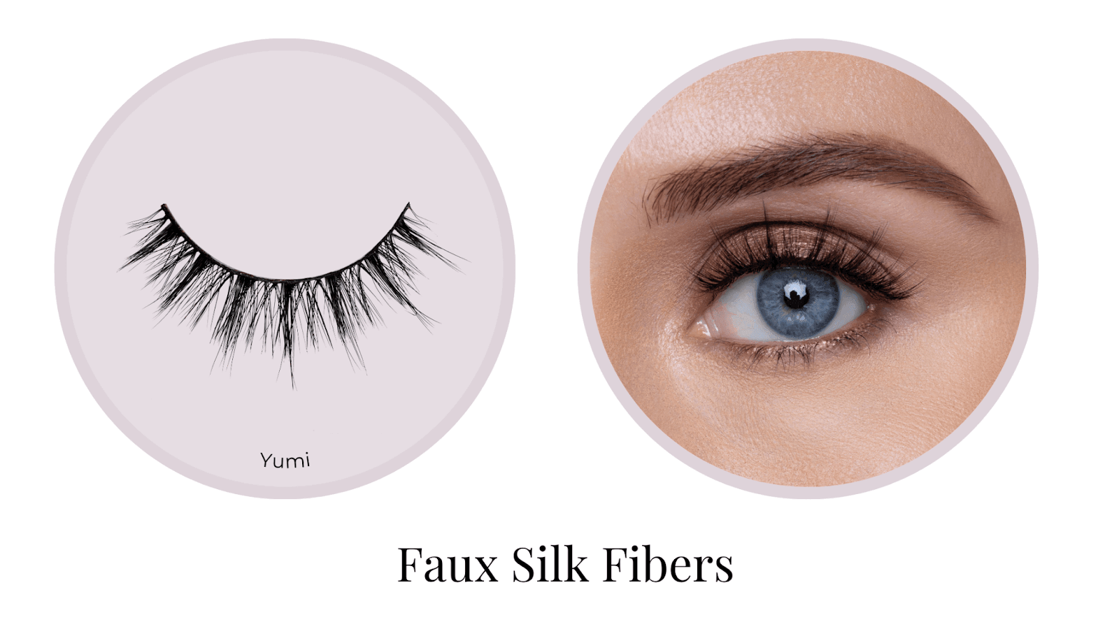 Faux silk false lash shown on a deep set eye